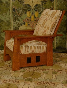 Voorhees Craftsman Custom Limbert Inspired Morris Chair with cut-out design